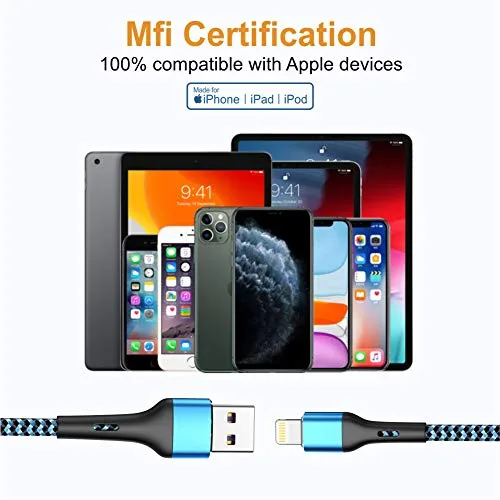 MFi certification badge, compatible with iPhone, iPad and iPod